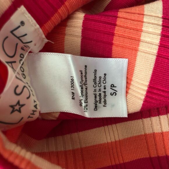 L*SPACE Paloma Top Small Striped Halter Crop Top Red‎ Pink Orange Cutout Detail - Picture 8 of 8